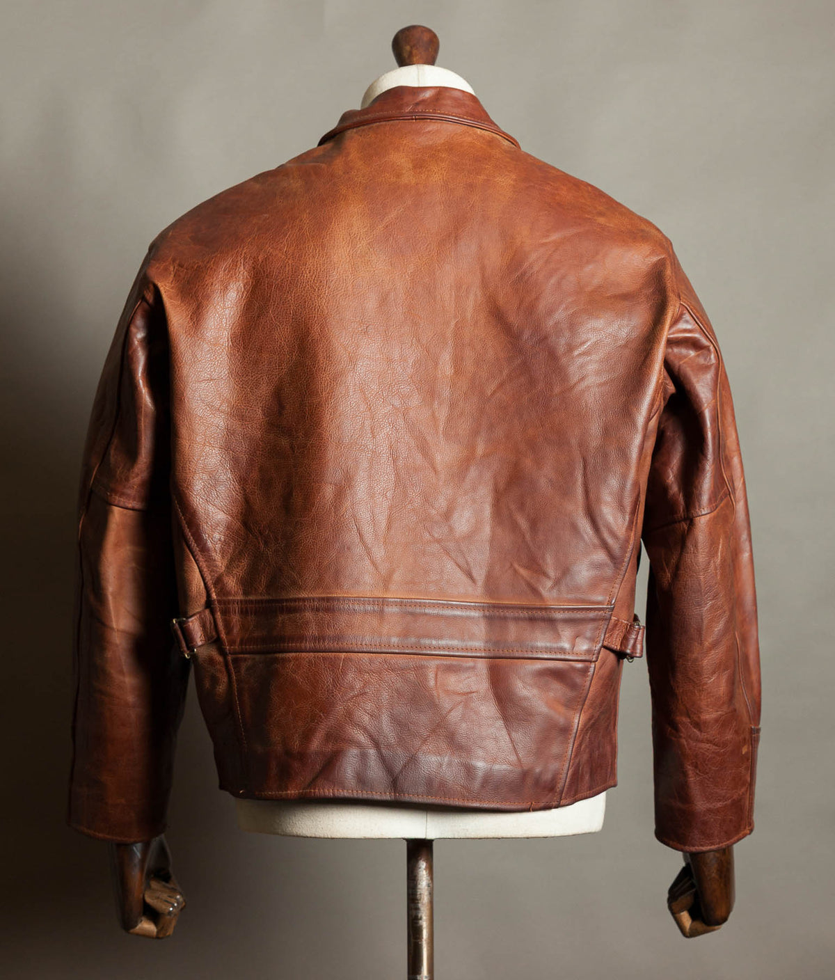 Vintage 1990s Red Tips Made in Italy Cognac Steerhide Leather Single Rider Jacket