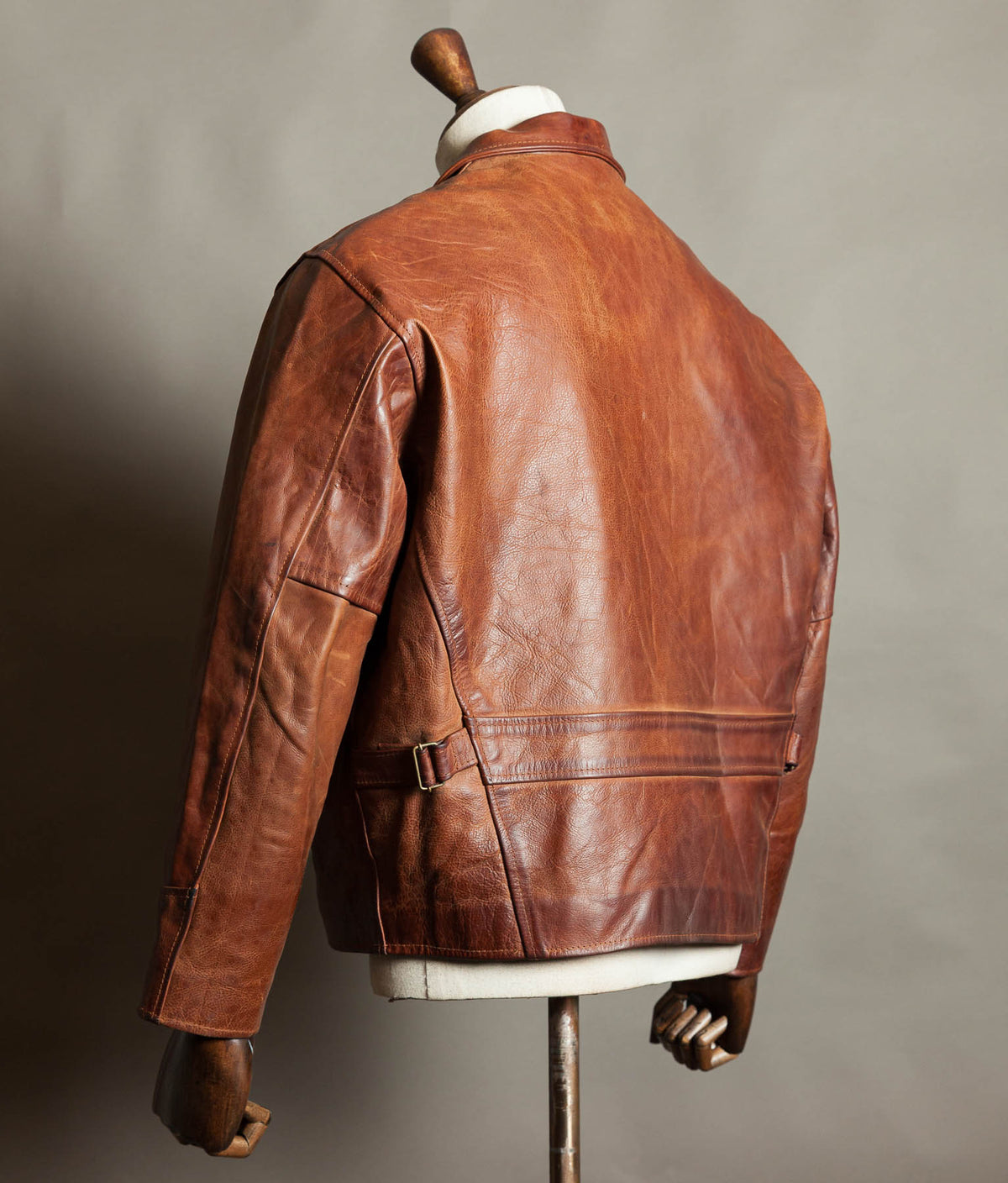 Vintage 1990s Red Tips Made in Italy Cognac Steerhide Leather Single Rider Jacket