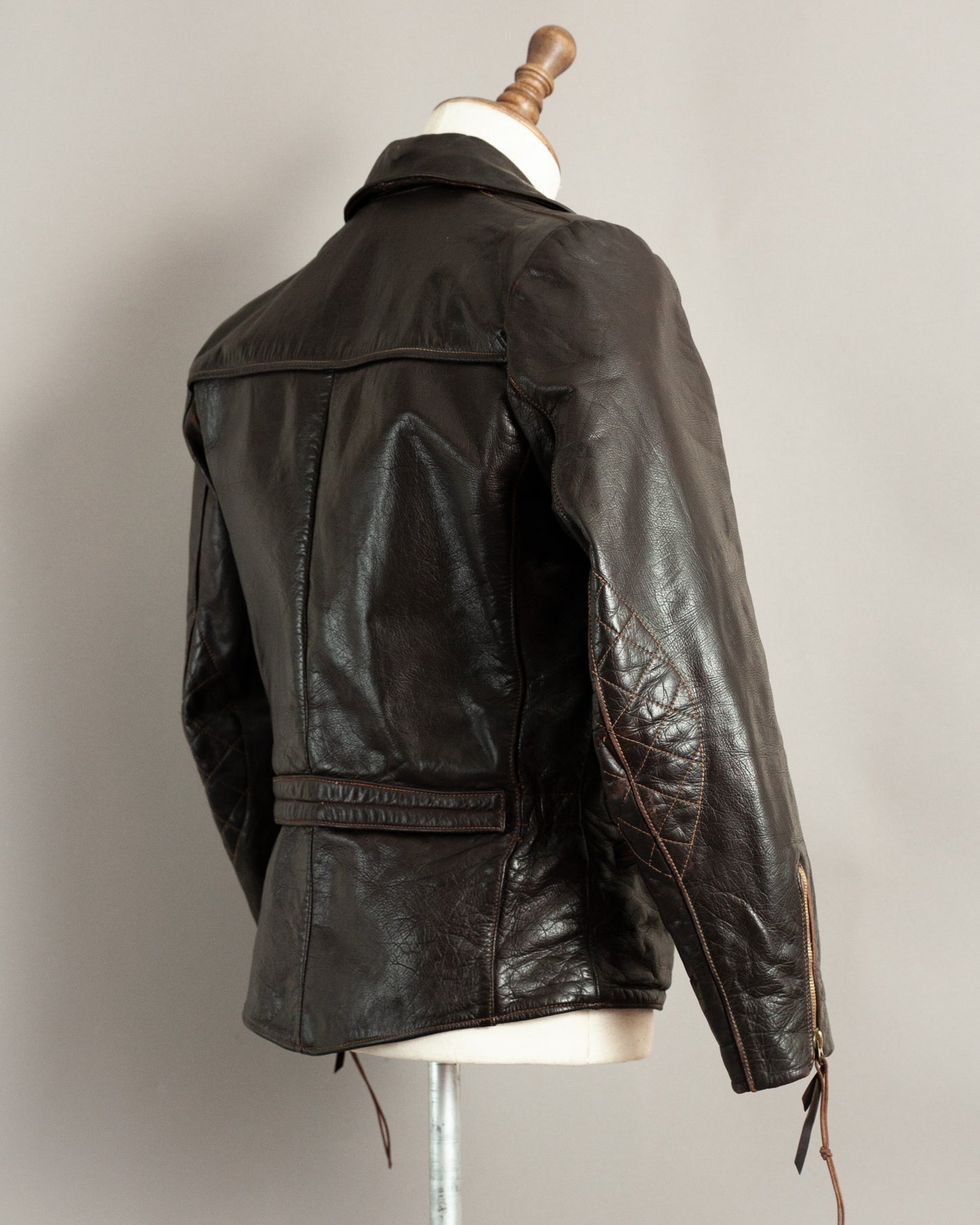 1950s German Horsehide Leather Motorcycle Jacket Small (38)