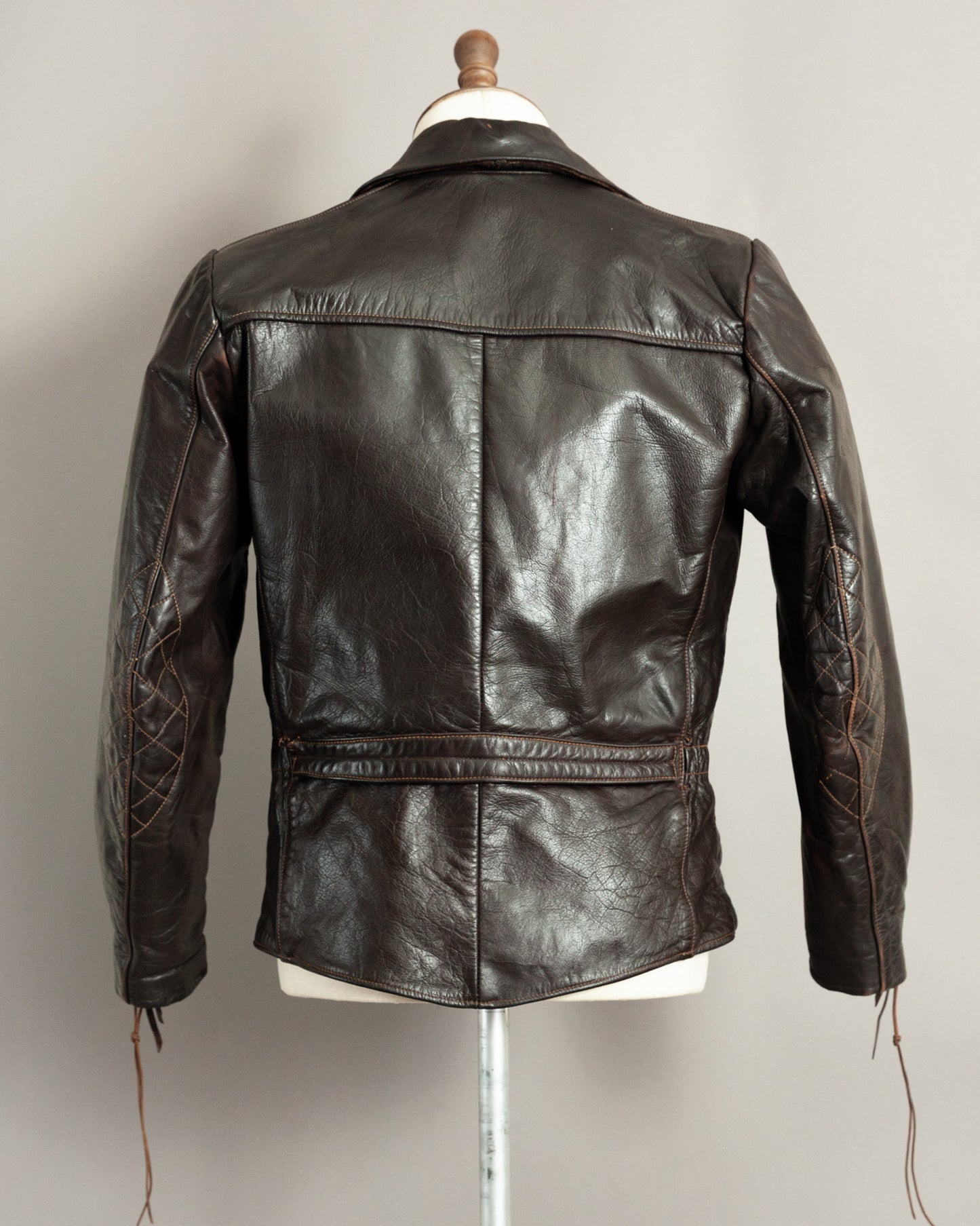 1950s German Horsehide Leather Motorcycle Jacket Small (38)