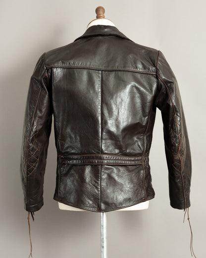 1950s German Horsehide Leather Motorcycle Jacket Small (38)