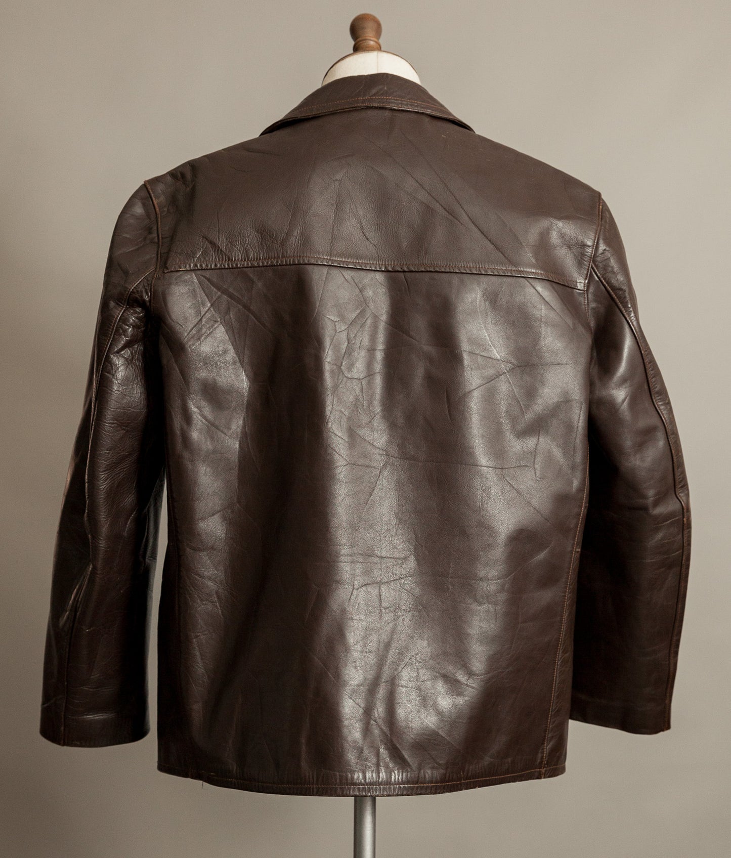 Vintage 1950s French Leather Workwear Jacket Chrome Tanned Cowhide