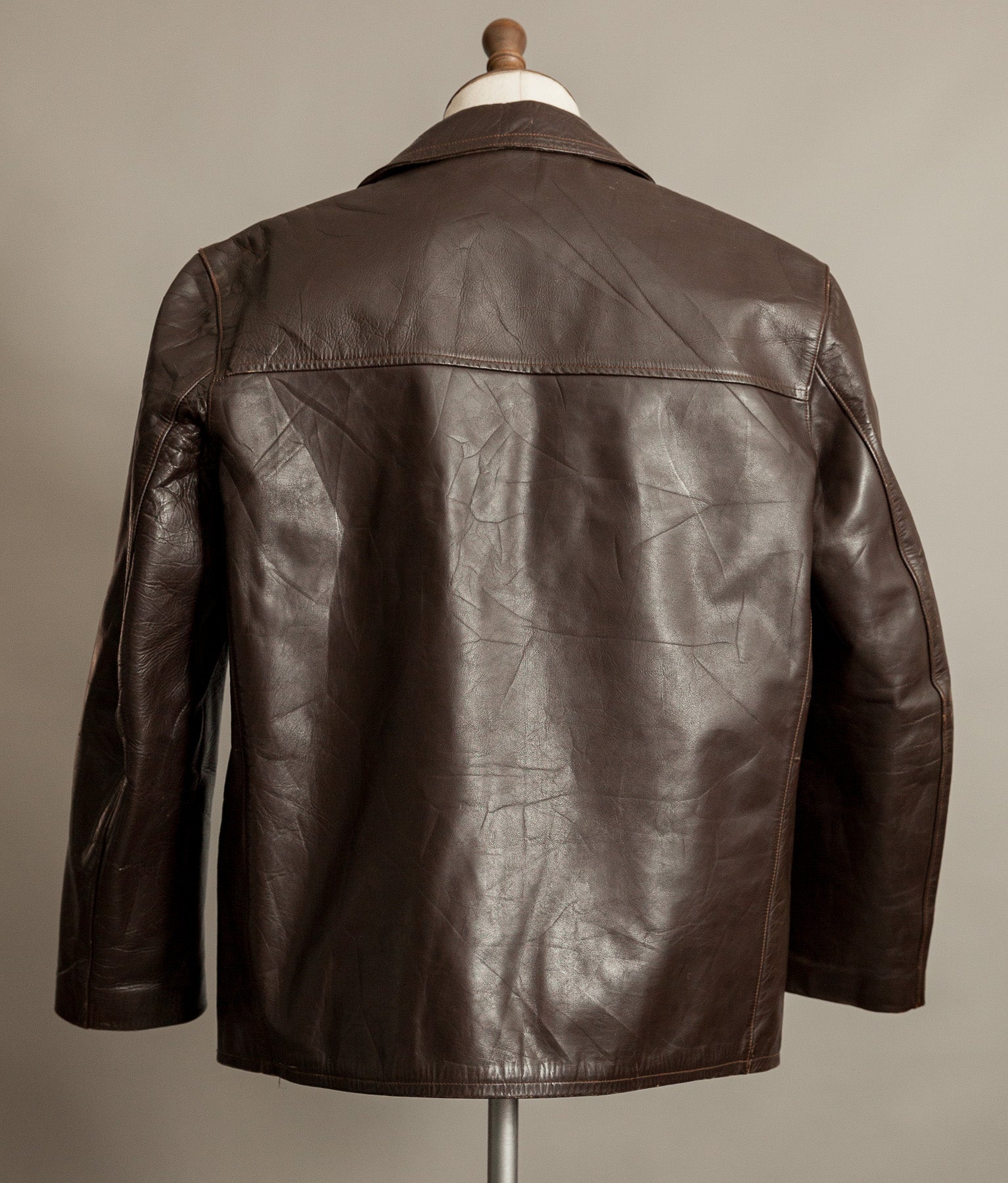 Vintage 1950s French Leather Workwear Jacket Chrome Tanned Cowhide
