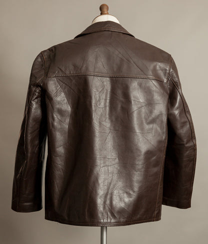 Vintage 1950s French Leather Workwear Jacket Chrome Tanned Cowhide