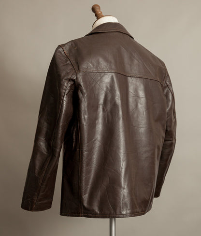 Vintage 1950s French Leather Workwear Jacket Chrome Tanned Cowhide