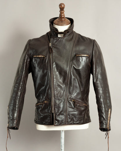 1950s German Horsehide Leather Motorcycle Jacket Small (38)