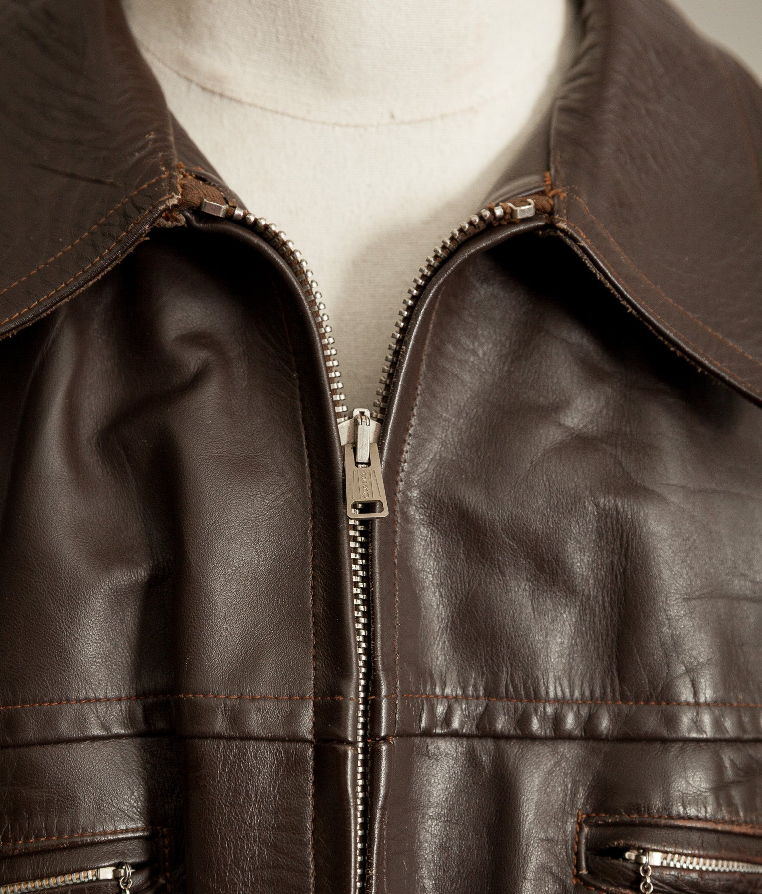 Vintage 1950s French Leather Workwear Jacket Chrome Tanned Cowhide