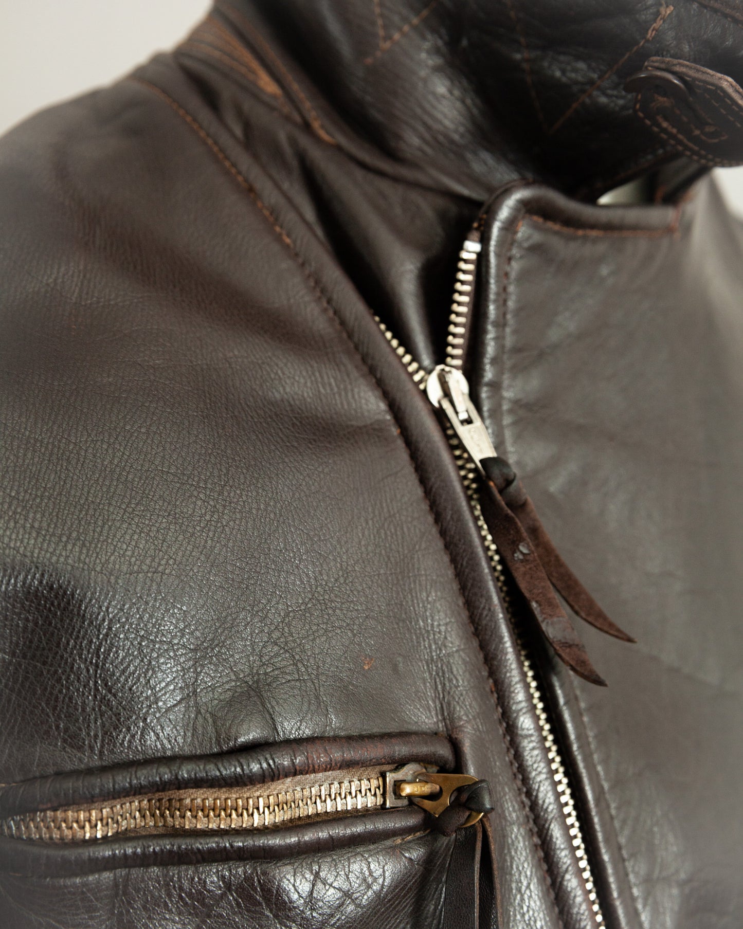 1950s German Horsehide Leather Motorcycle Jacket Small (38)