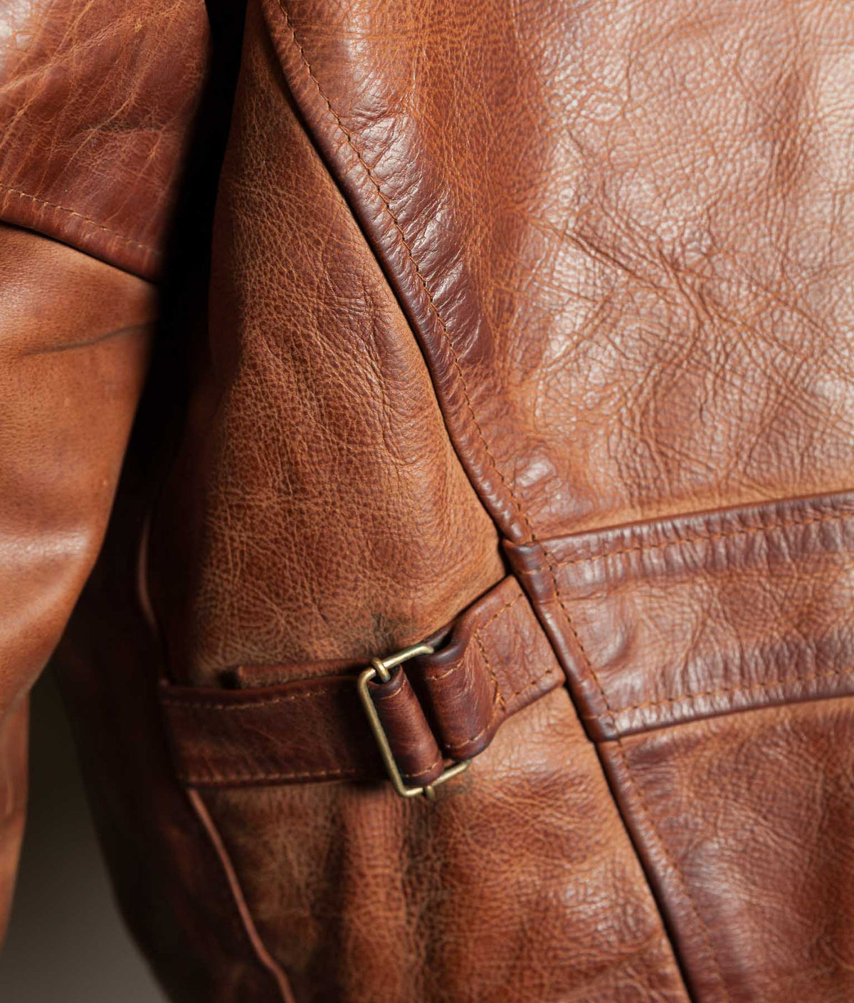 Vintage 1990s Red Tips Made in Italy Cognac Steerhide Leather Single Rider Jacket