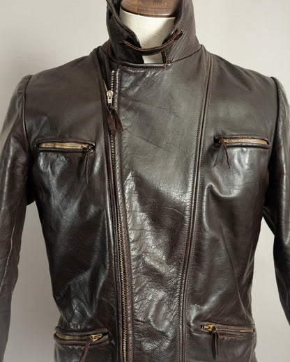 1950s German Horsehide Leather Motorcycle Jacket Small (38)