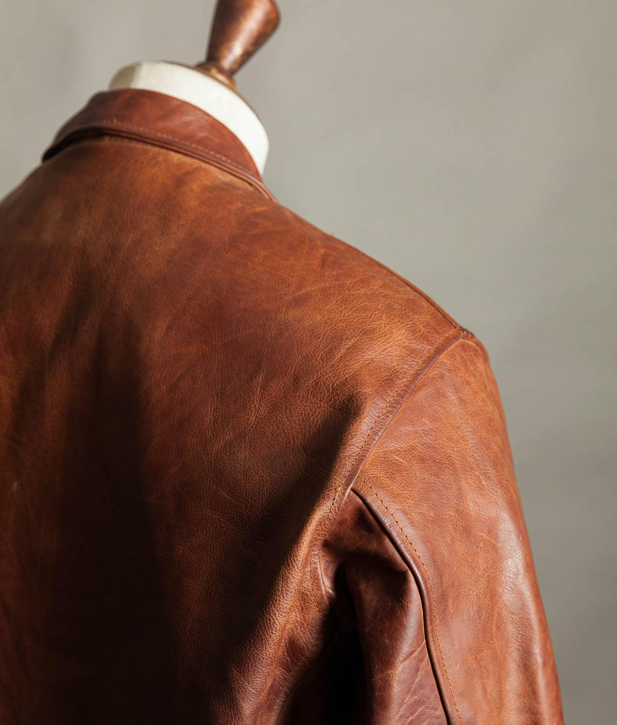 Vintage 1990s Red Tips Made in Italy Cognac Steerhide Leather Single Rider Jacket