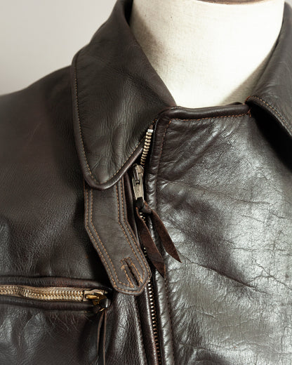 1950s German Horsehide Leather Motorcycle Jacket Small (38)