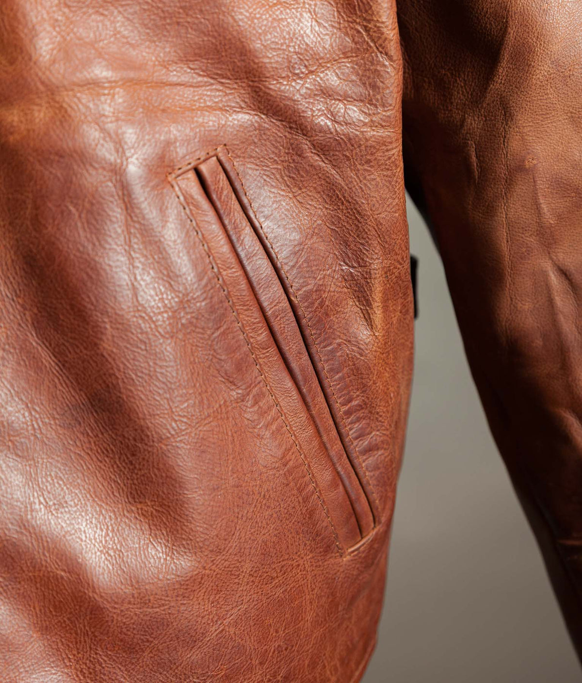 Vintage 1990s Red Tips Made in Italy Cognac Steerhide Leather Single Rider Jacket