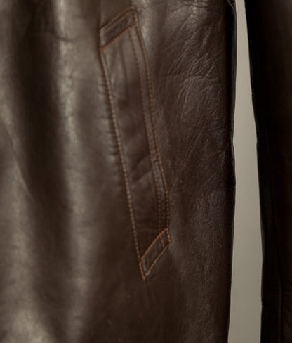 Vintage 1950s French Leather Workwear Jacket Chrome Tanned Cowhide