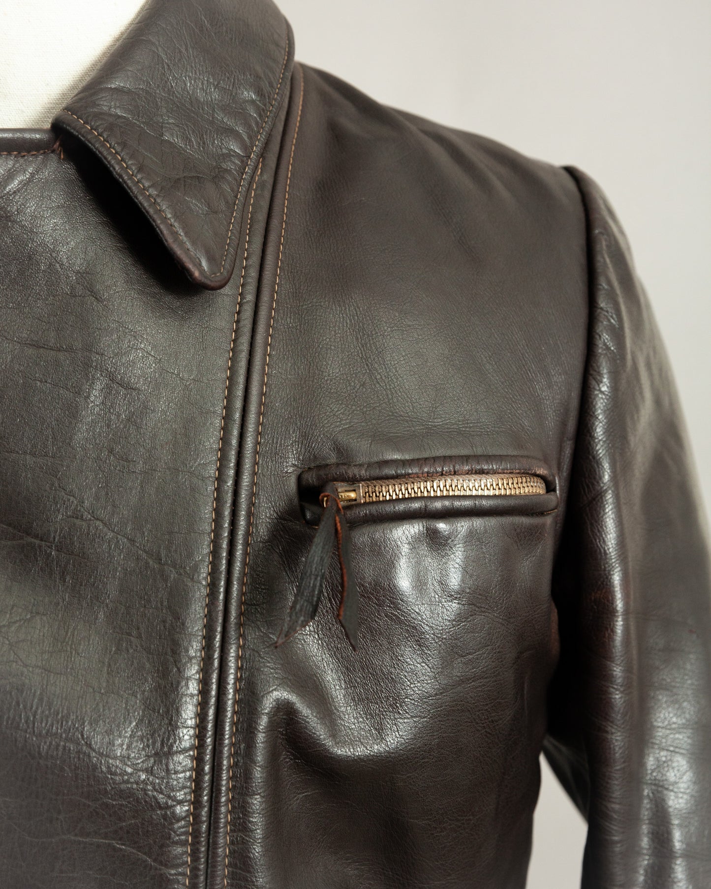 1950s German Horsehide Leather Motorcycle Jacket Small (38)