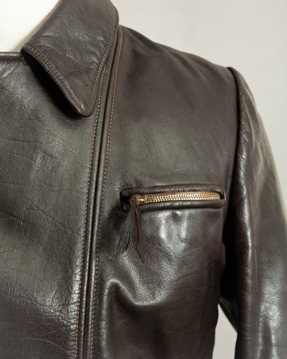 1950s German Horsehide Leather Motorcycle Jacket Small (38)