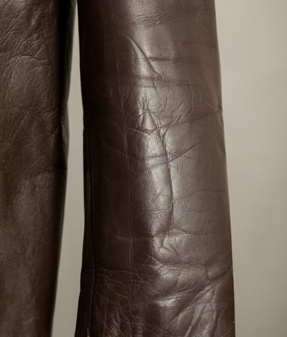 Vintage 1950s French Leather Workwear Jacket Chrome Tanned Cowhide