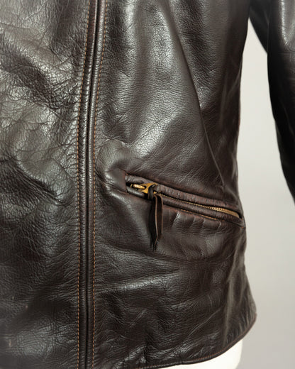 1950s German Horsehide Leather Motorcycle Jacket Small (38)