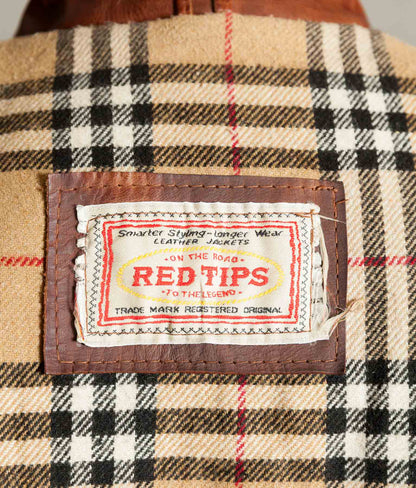 Vintage 1990s Red Tips Made in Italy Cognac Steerhide Leather Single Rider Jacket