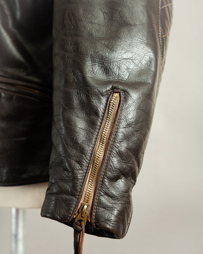 1950s German Horsehide Leather Motorcycle Jacket Small (38)