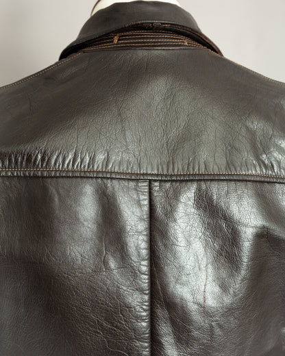 1950s German Horsehide Leather Motorcycle Jacket Small (38)