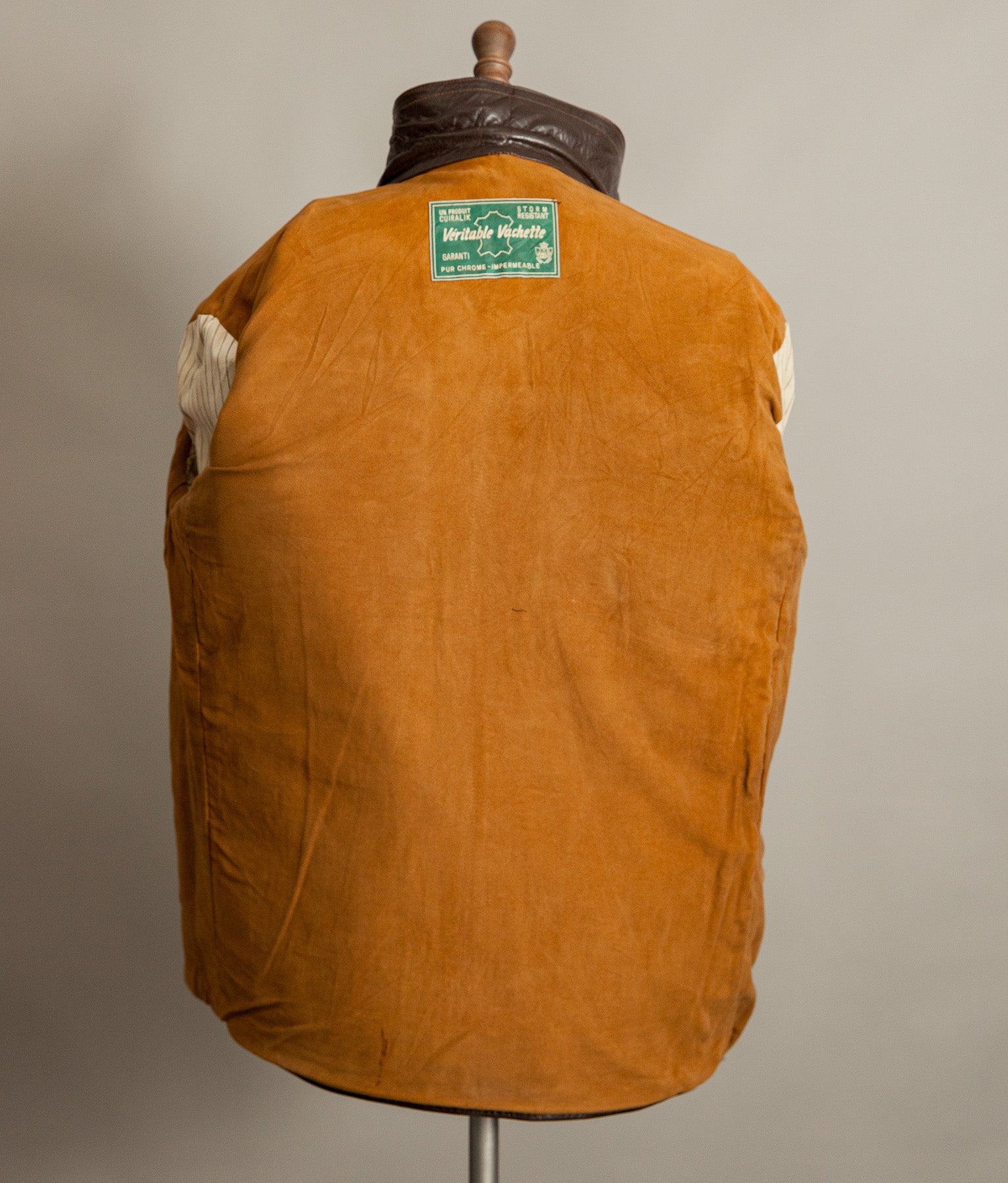 Vintage 1950s French Leather Workwear Jacket Chrome Tanned Cowhide