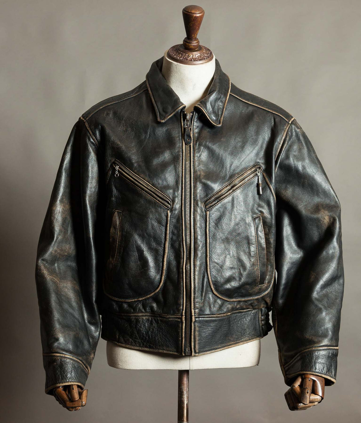 Vintage 1990s Red Tips Leather Windward Rider Jacket Made in Italy