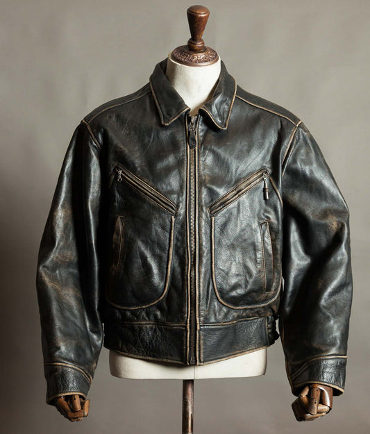 Vintage 1990s Red Tips Leather Windward Rider Jacket Made in Italy