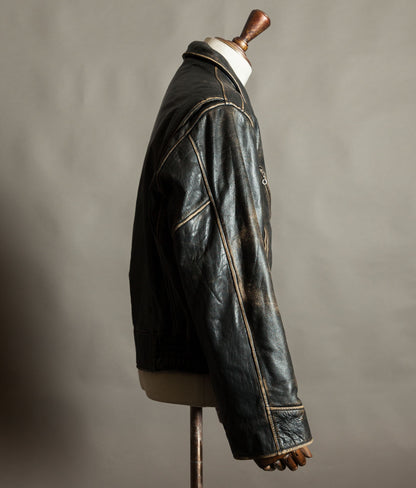 Vintage 1990s Red Tips Leather Windward Rider Jacket Made in Italy