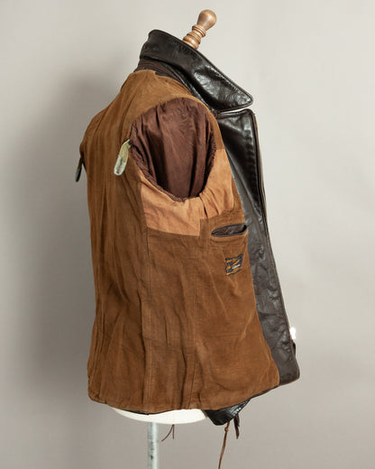 1950s German Horsehide Leather Motorcycle Jacket Small (38)