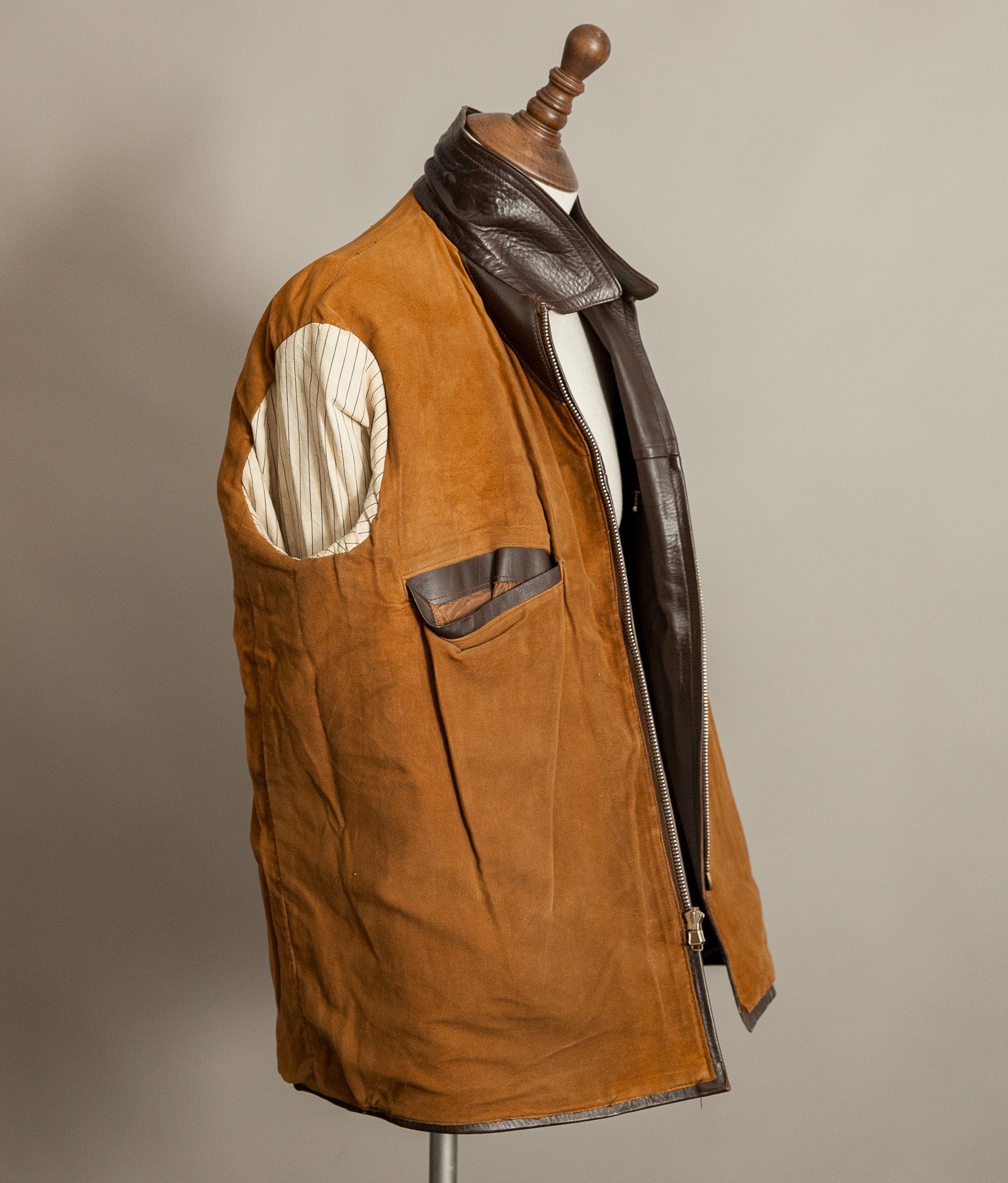 Vintage 1950s French Leather Workwear Jacket Chrome Tanned Cowhide