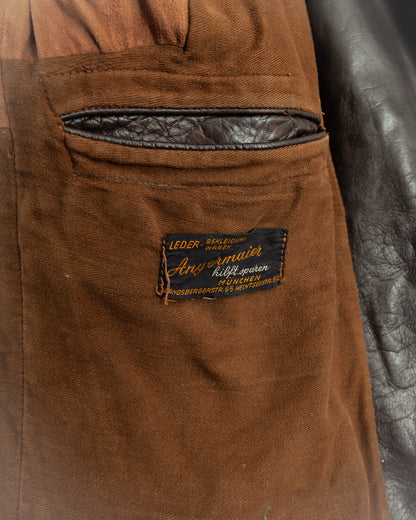 1950s German Horsehide Leather Motorcycle Jacket Small (38)