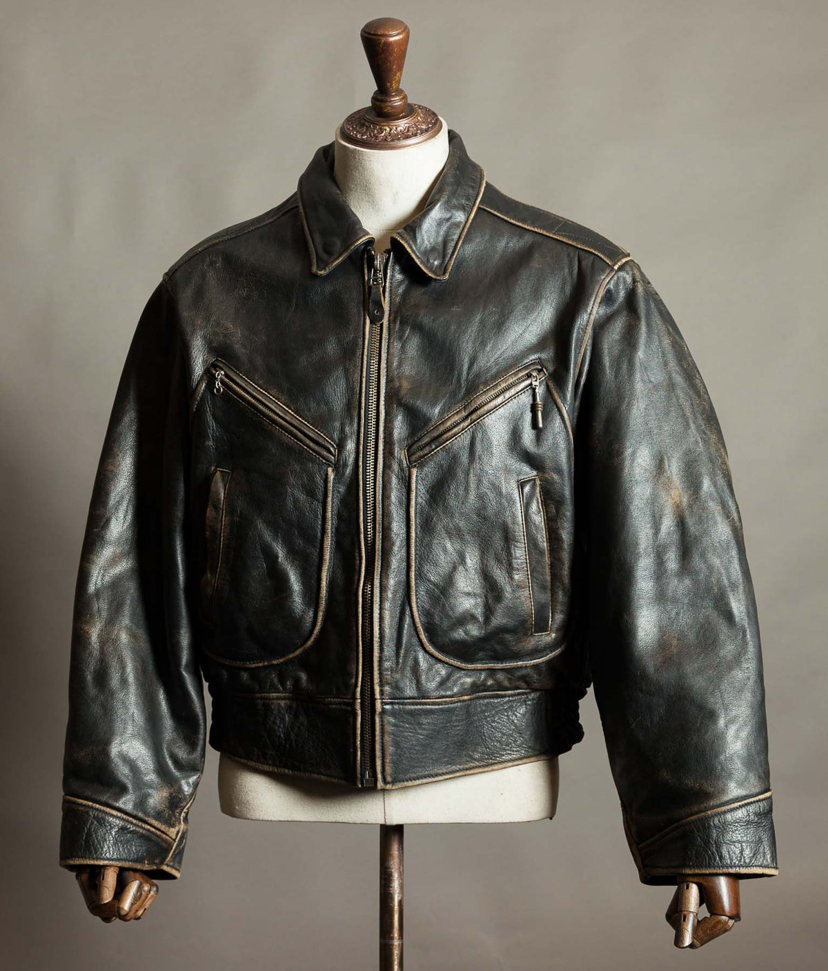 Vintage 1990s Red Tips Leather Windward Rider Jacket Made in Italy