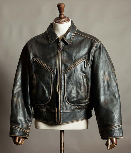 Vintage 1990s Red Tips Leather Windward Rider Jacket Made in Italy