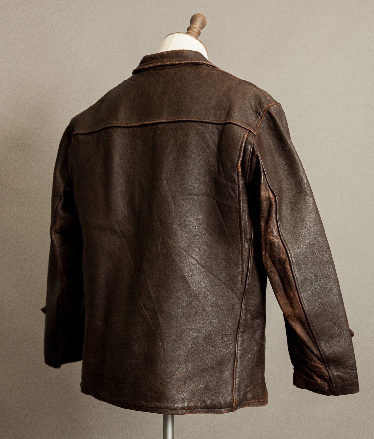 Vintage 1940s French Leather Workwear Jacket Vitex Zipper