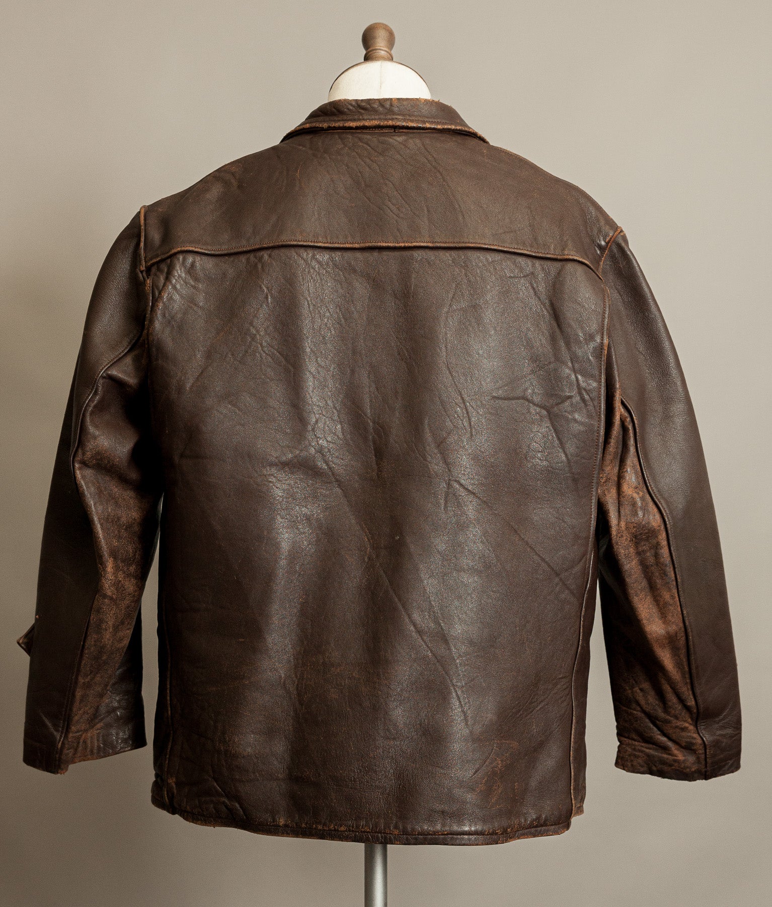 Vintage 1940s French Leather Workwear Jacket Vitex Zipper