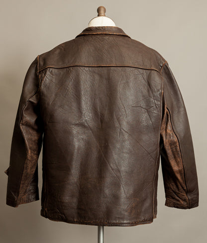 Vintage 1940s French Leather Workwear Jacket Vitex Zipper