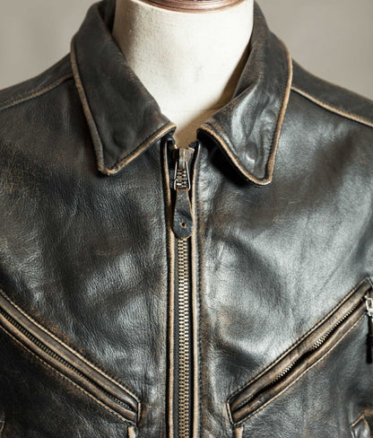 Vintage 1990s Red Tips Leather Windward Rider Jacket Made in Italy