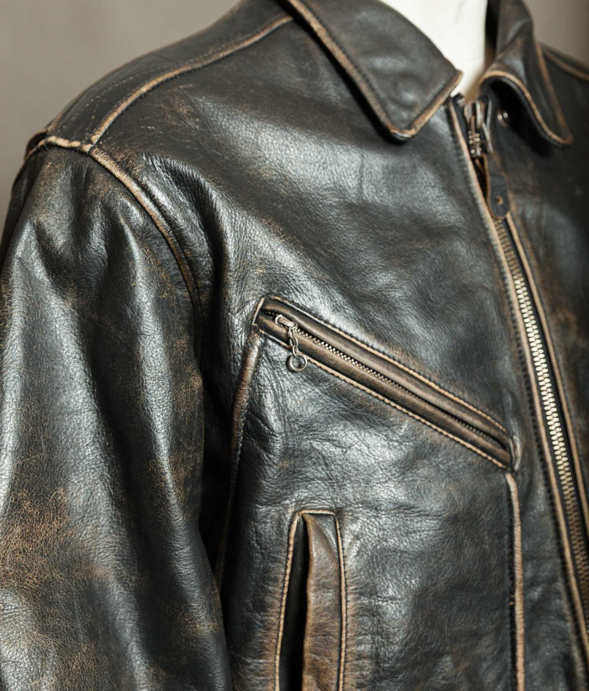 Vintage 1990s Red Tips Leather Windward Rider Jacket Made in Italy