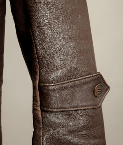 Vintage 1940s French Leather Workwear Jacket Vitex Zipper