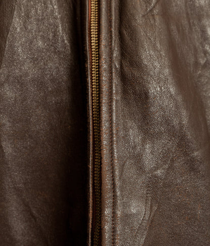 Vintage 1940s French Leather Workwear Jacket Vitex Zipper