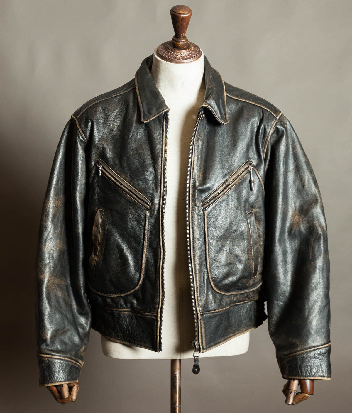 Vintage 1990s Red Tips Leather Windward Rider Jacket Made in Italy