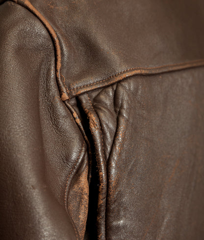 Vintage 1940s French Leather Workwear Jacket Vitex Zipper
