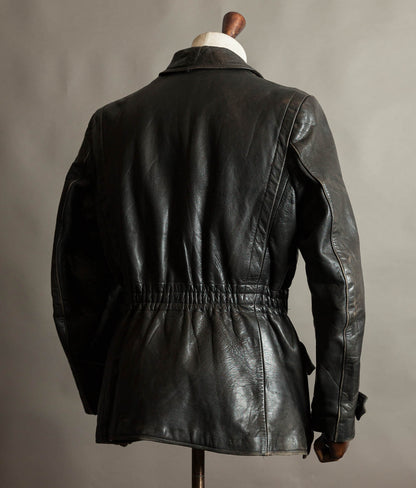 Original 1940s German Horsehide Leather Motorcycle Jacket, RIES Zippers