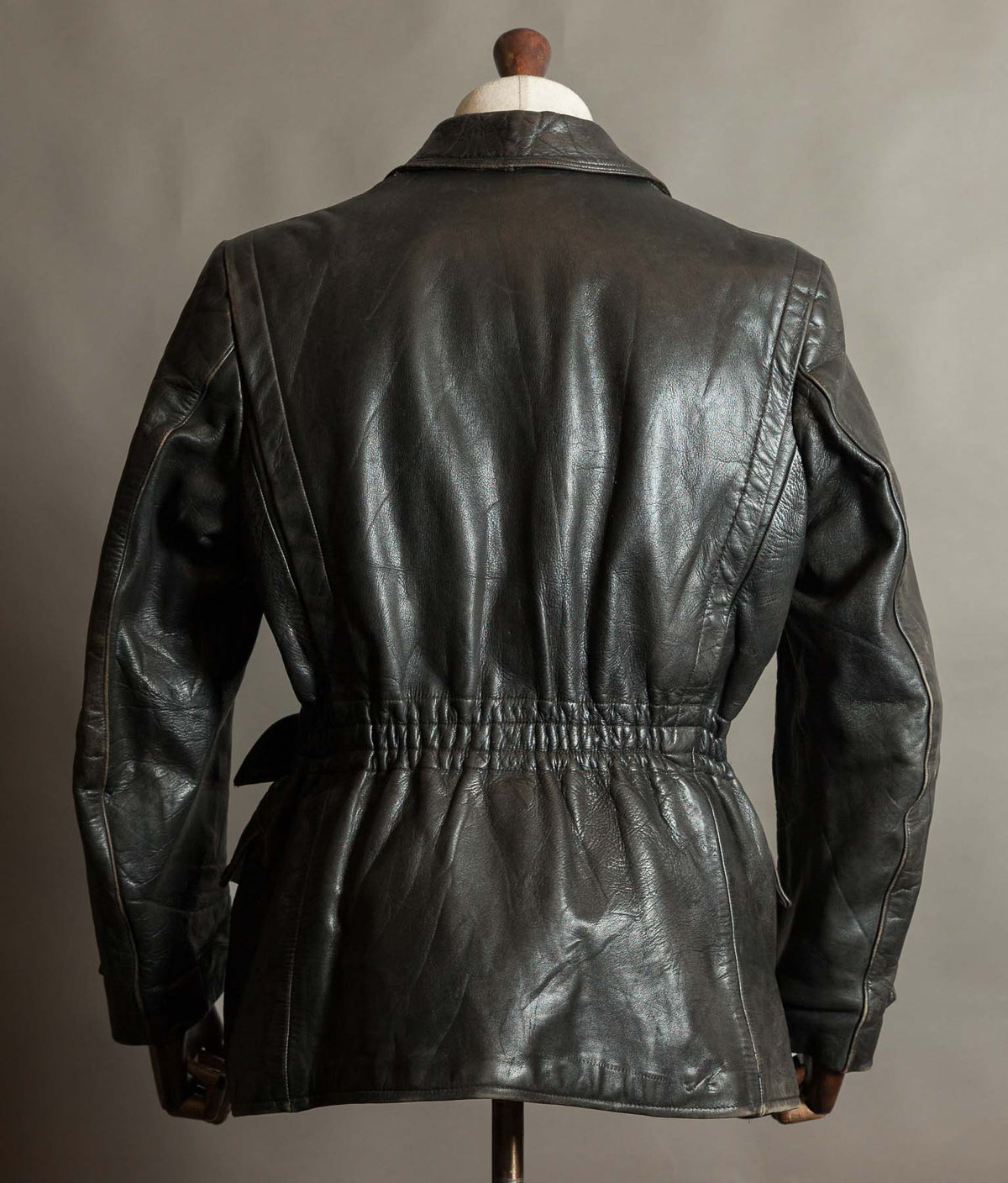 Original 1940s German Horsehide Leather Motorcycle Jacket, RIES Zippers