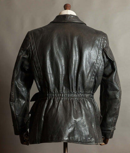 Original 1940s German Horsehide Leather Motorcycle Jacket, RIES Zippers