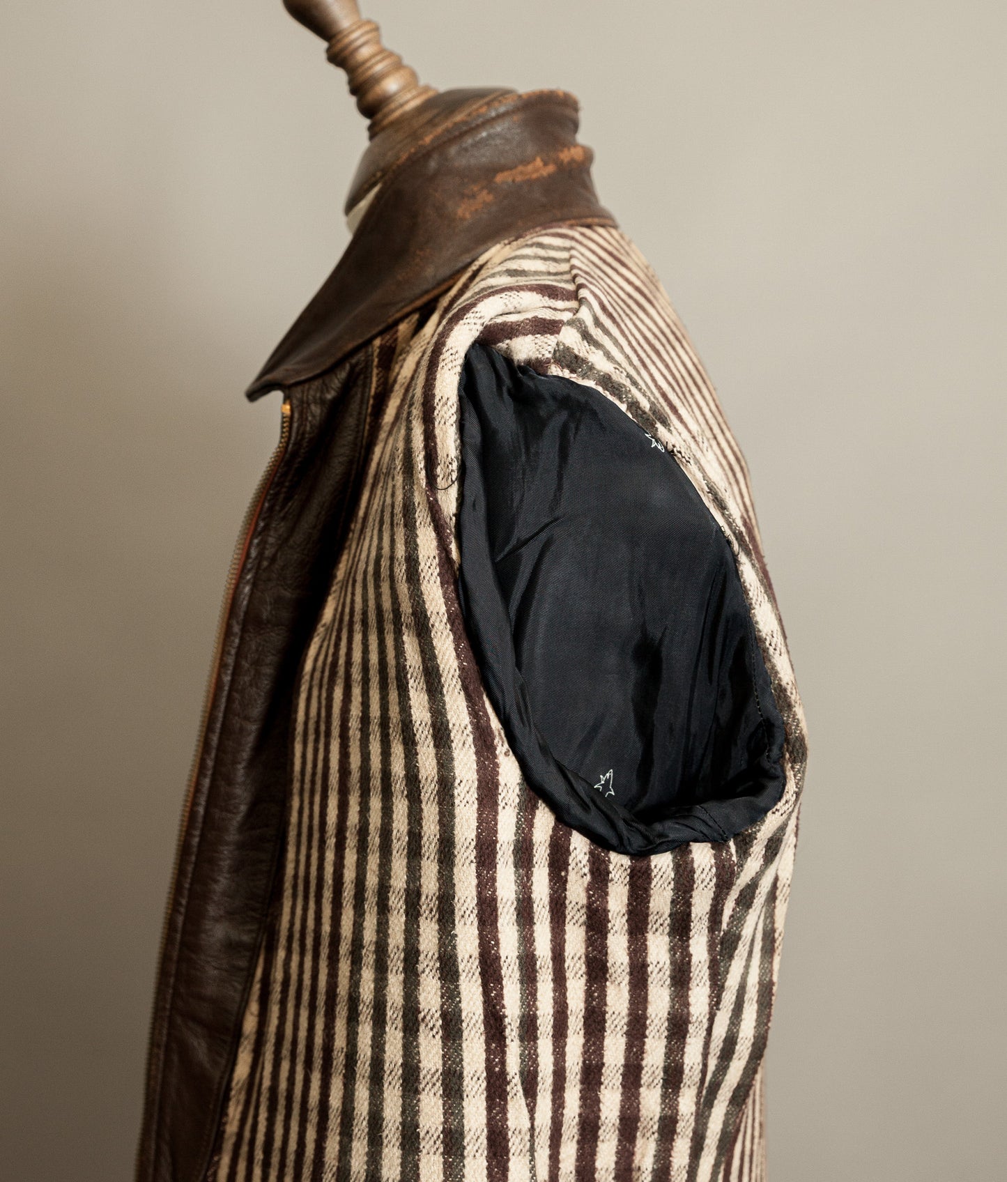 Vintage 1940s French Leather Workwear Jacket Vitex Zipper