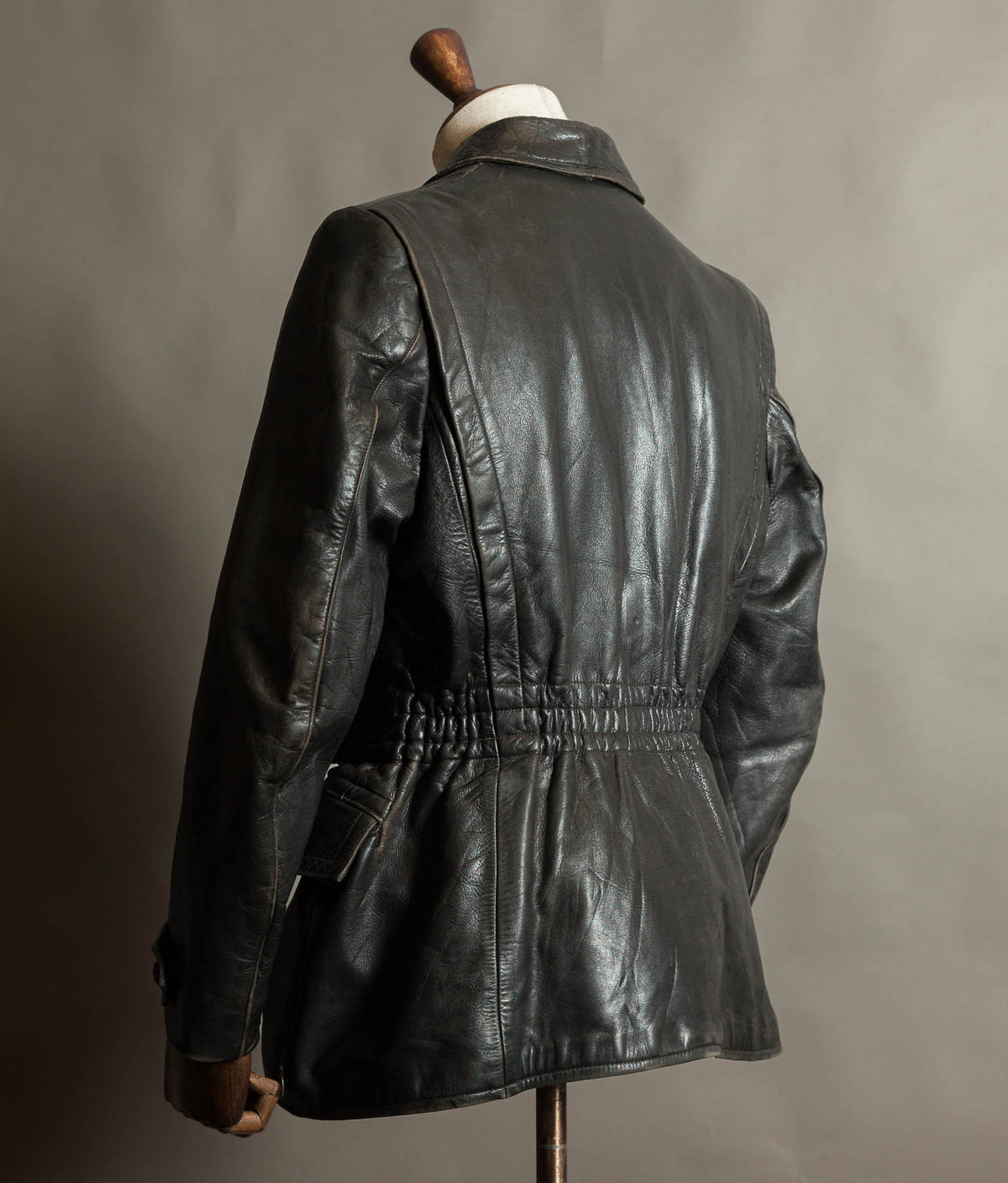 Original 1940s German Horsehide Leather Motorcycle Jacket, RIES Zippers