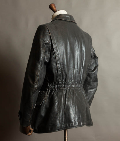 Original 1940s German Horsehide Leather Motorcycle Jacket, RIES Zippers