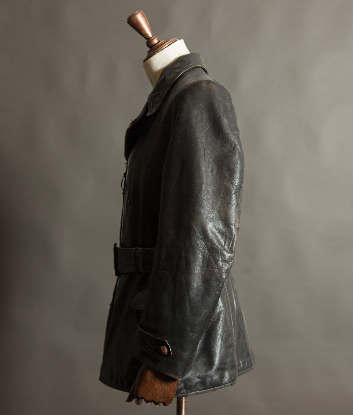 Original 1940s German Horsehide Leather Motorcycle Jacket, RIES Zippers